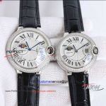 AAA replica TW factory Cartier Blue Balloon stainless steel case leather strap watch 